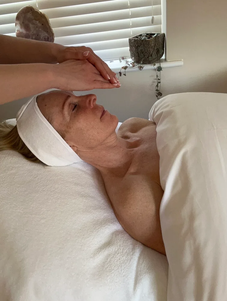 Relaxing facial treatment in a calm private beauty studio